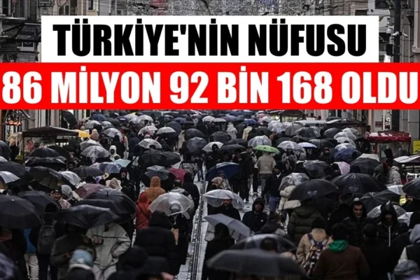 Türkiye'nin nüfusu 86 milyon